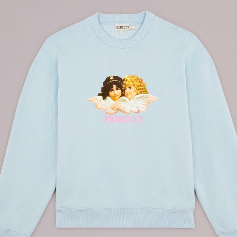 Women’s Angels Sweatshirt, featuring the iconic Angels graphic and Fiorucci logo